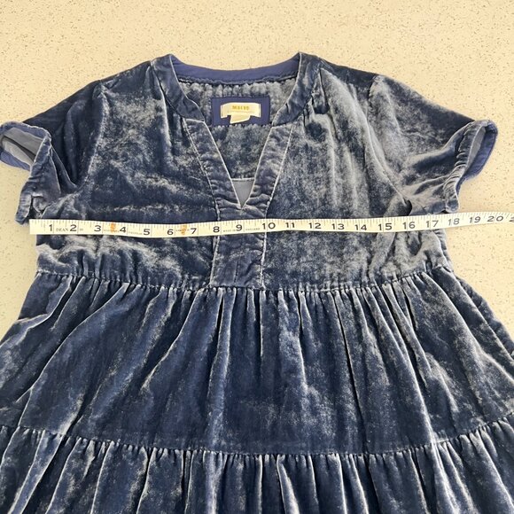 Anthropologie Crushed Blue Velvet Mini Dress - Picture 6 of 8